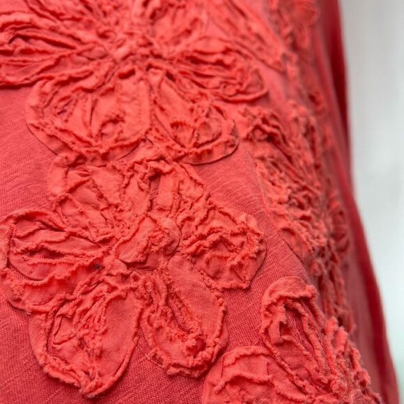 G.H Bass & Co. Women’s Cotton Textured Flower 3/4 Sleeve Top Pink Size Medium - Picture 7 of 9